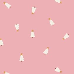 Tiny Tossed Christmas Trees in Candy Pink