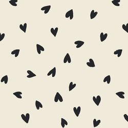 Large Tossed Hearts in Dark Charcoal Gray