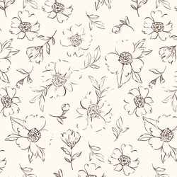 Sweet Peonies Sketch in Cream