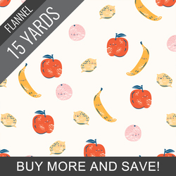 Fruit Salad Snug Flannel in White Linen - 15 Yard Bolt