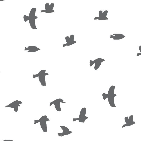 Flock Silhouette in Charcoal on White