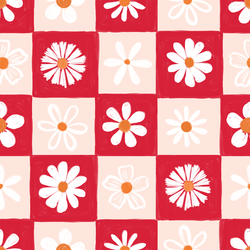 Large Daisies in Cherry Red
