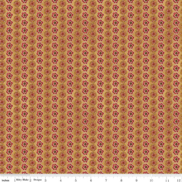 Floral Stripe in Gold