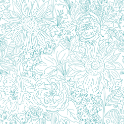 Paperie in Sea Green on White
