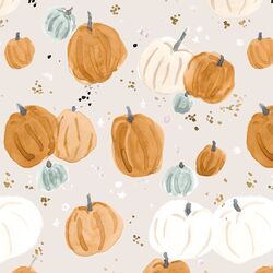 Pumpkins and Stars in Soft Gray