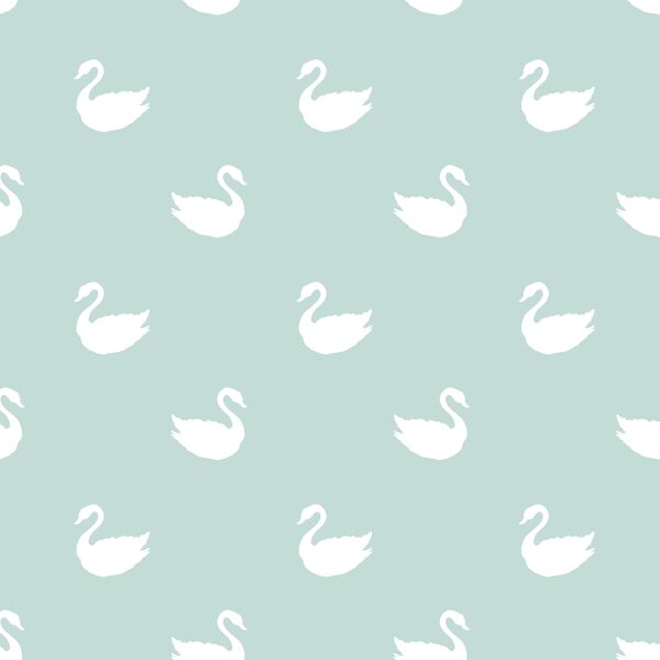 Swan Silhouette in White on Mint Green