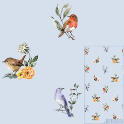 Garden Birds in Sky Blue
