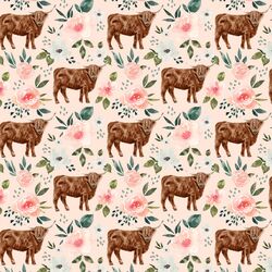 Little Highland Cow in Light Pink