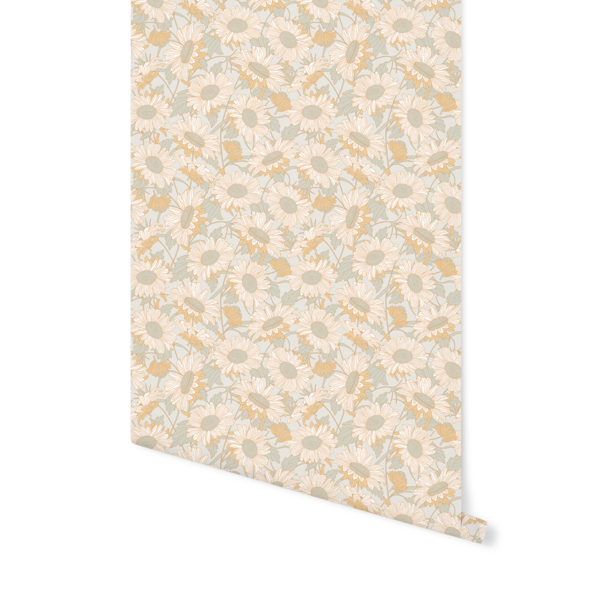 Daisies in French Gray Wallpaper by One Sweet Orange Hawthorne Supply Co