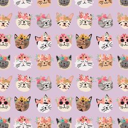 Flower Cats in Lilac