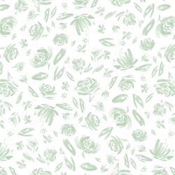 Spring Flowers in Mint on White