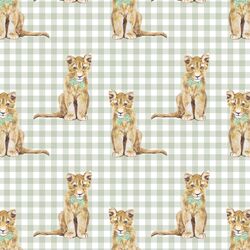 Little Boy Cub on Gingham Check in Succulent Green