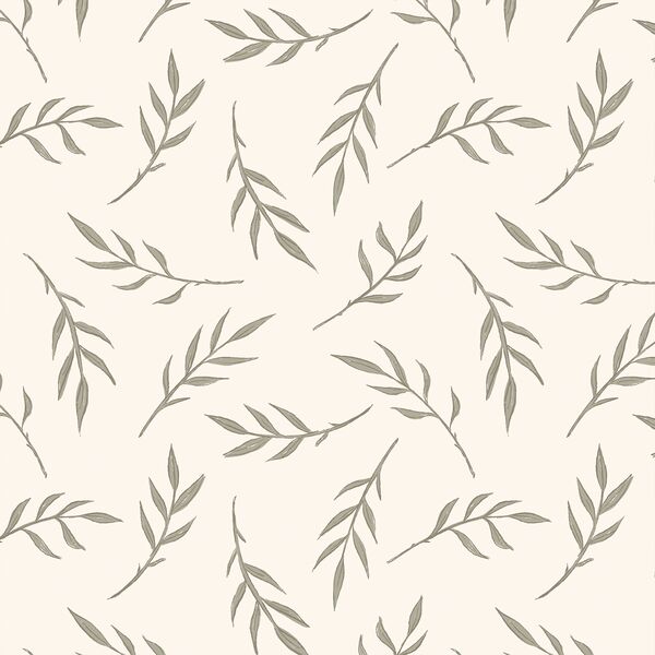 Leaves in Olive on Cream