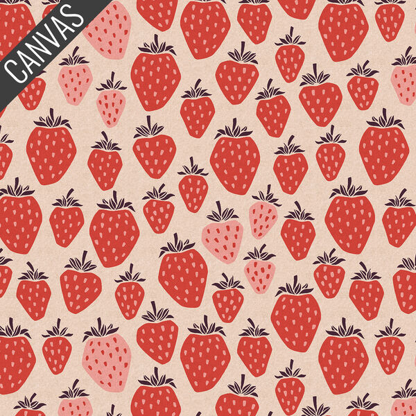 Queen of Berries Canvas in True Red Unbleached