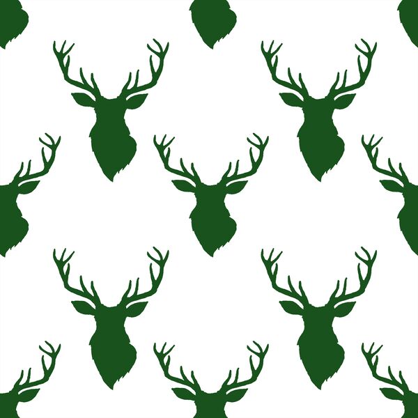Small Deer Silhouette in Wintergreen on White