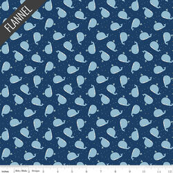 Whales Flannel in Navy