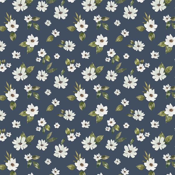 White Flowers in Navy