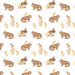 Little Bunnies and Chicks in White