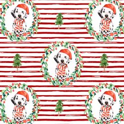 Small Holiday Wreath in Holly Red Stripes