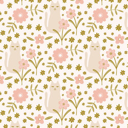 A Cat in the Flowers in Pink Olive