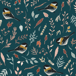 Chickadees in Teal