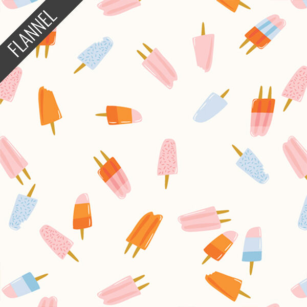 Popsicle Fun Snug Flannel in White Linen