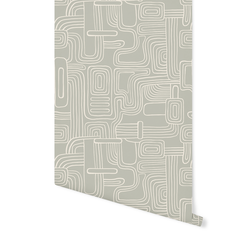 Organic Lines in Cream on Soft Olive