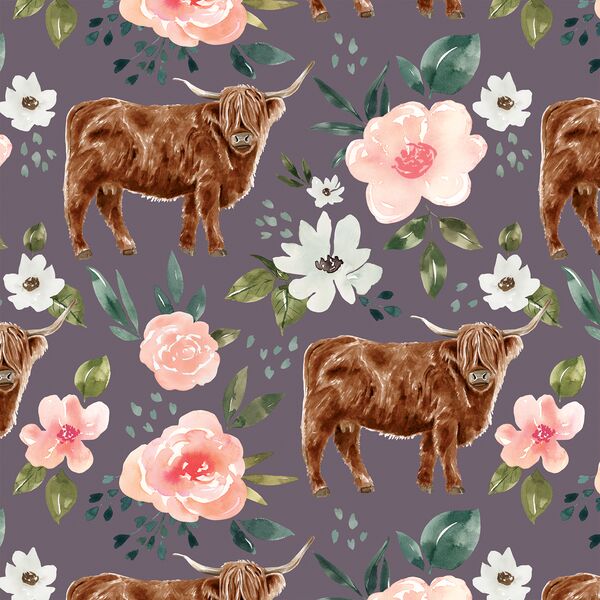 Highland Cow in Plum