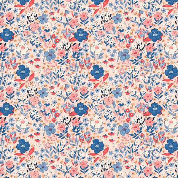 Little Flower Filled Fields in Soft Pink