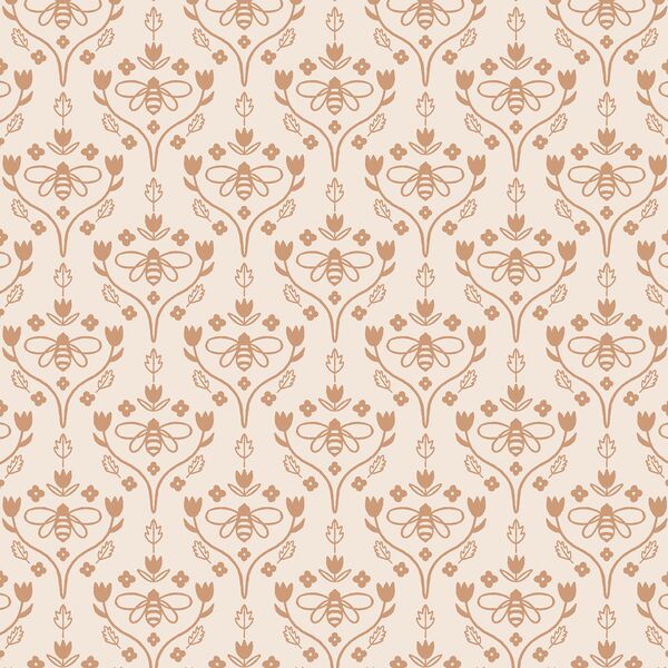 Vine Damask in Light Mahogany on Birch