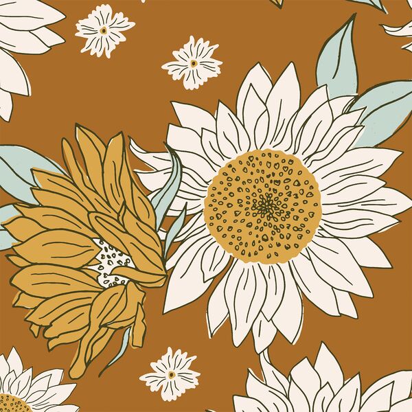 Large Boho Sunflowers in Caramel Brown