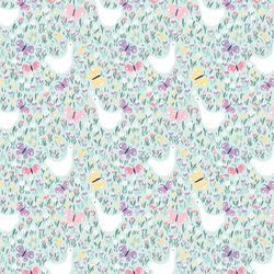 Geese and Butterflies in Green