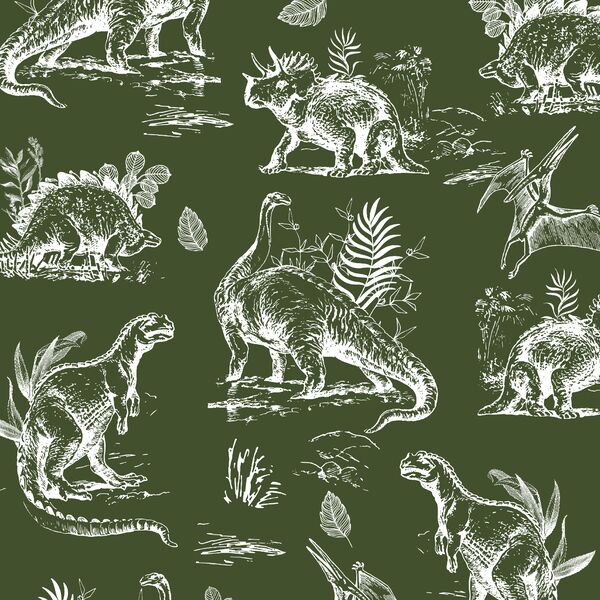 Dinosaurs in Olive Green