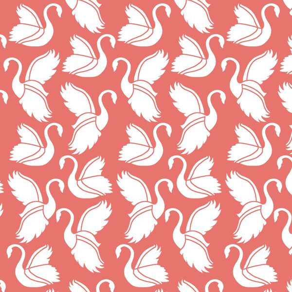 Swan Silhouette in Living Coral