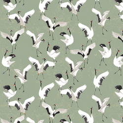 Dancing Cranes in Jade