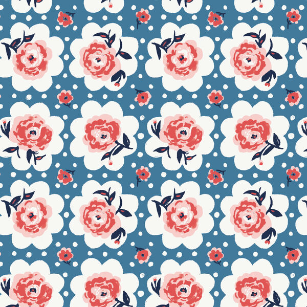 Roses on Doilies in Blue