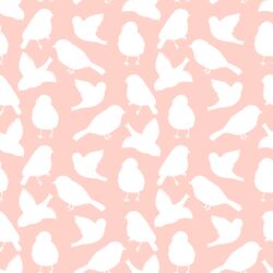 Spring Bird Silhouette in Pink Blossom