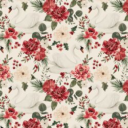 Floral Swan in Cream