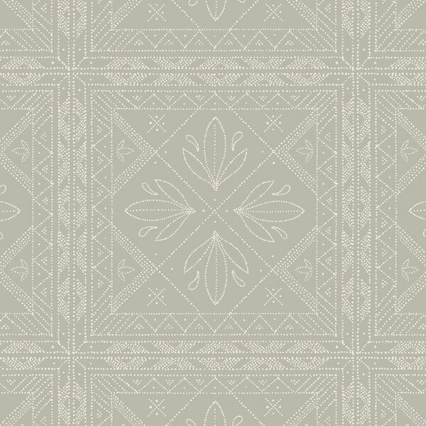 Dotted Tile in Cream on Soft Olive