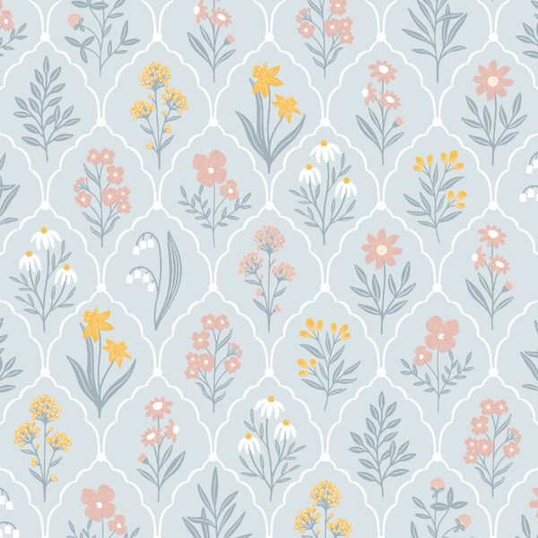 Cottage Blooms in Cloud Blue