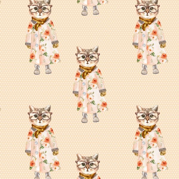 Miss Kitty in Peach Polka Dots