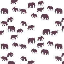 Elephant Silhouette in Raisin on White