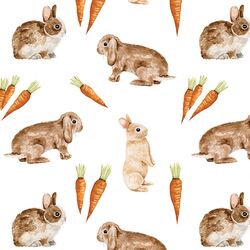 Bunnies and Carrots in White