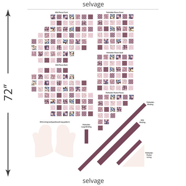 Oven Mitt Potholder Duo Panel in Burgundy
