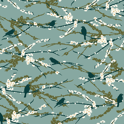 Little Aviary Sparrows in Blue Haze
