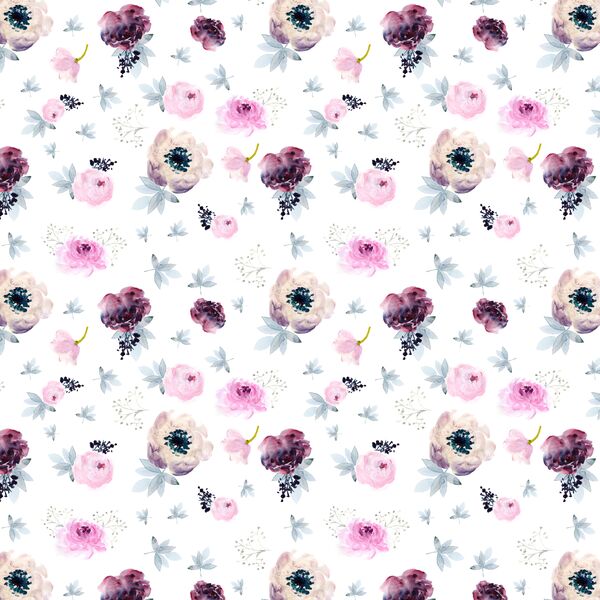 Little Painted Wildflowers in White