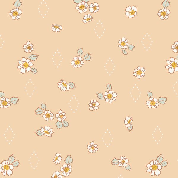 Ditsy Strawberry Flower in Champagne