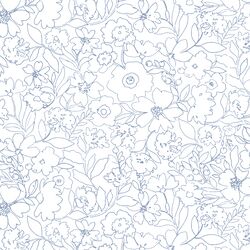 Midnight Garden in Blueberry on White