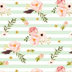 Floral Flurry on Stripes in Soft Moss