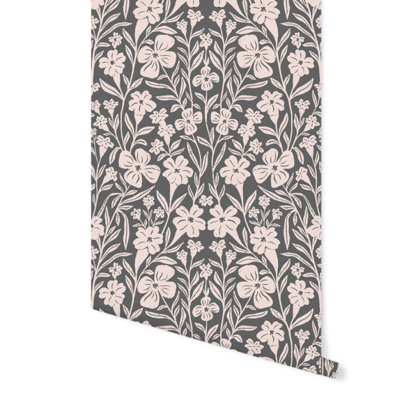 Canadian Meadow in Dark Gray Wallpaper by Liz Kohler Brown Hawthorne